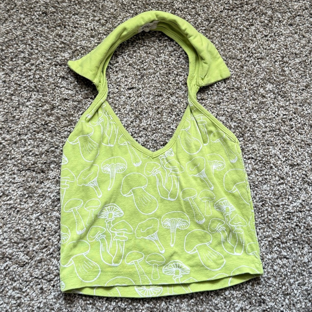 Mushroom Lime Green Halter Top